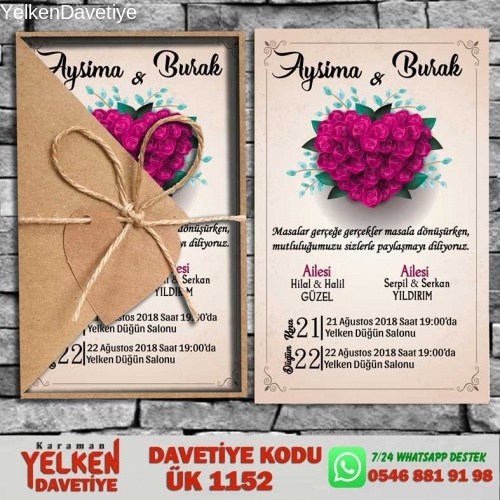 1000 Adet Üçgen Kraft Zarflı Davetiye Modeli