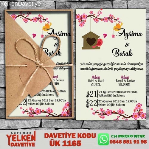 1000 Adet Üçgen Kraft Zarflı Davetiye Modeli