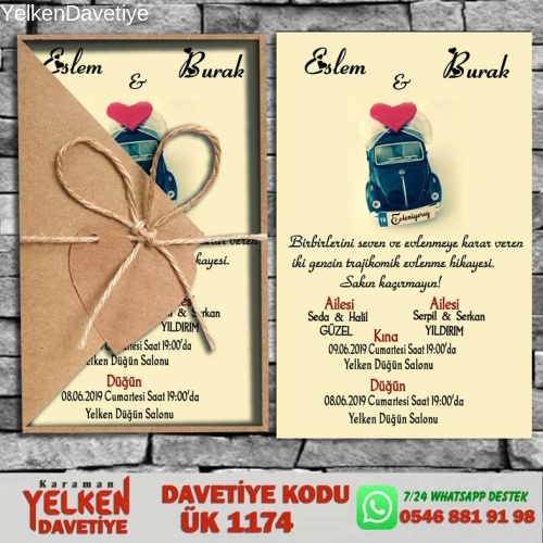 1000 Adet Üçgen Kraft Zarflı Davetiye Modeli