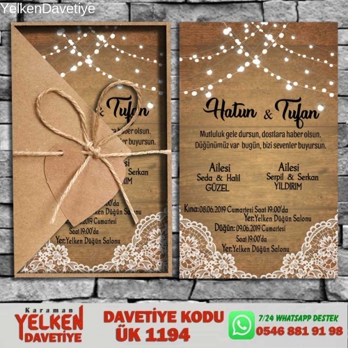 1000 Adet Üçgen Kraft Zarflı Davetiye Modeli