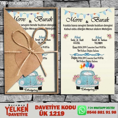 1000 Adet Üçgen Kraft Zarflı Davetiye Modeli