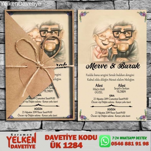 1000 Adet Üçgen Kraft Zarflı Davetiye Modeli