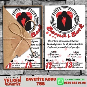 1000 Adet Üçgen Kraft Zarflı Davetiye Modeli