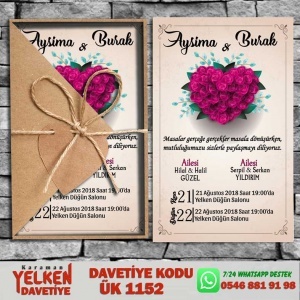 1000 Adet Üçgen Kraft Zarflı Davetiye Modeli