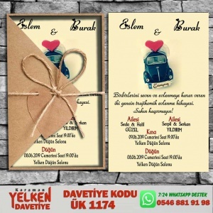 1000 Adet Üçgen Kraft Zarflı Davetiye Modeli