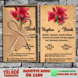 1000 Adet Üçgen Kraft Zarflı Davetiye Modeli