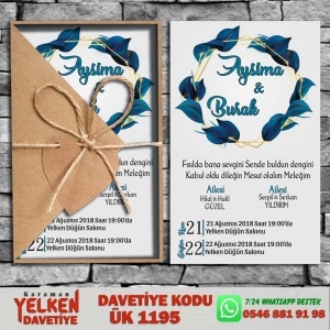 1000 Adet Üçgen Kraft Zarflı Davetiye Modeli