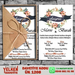 1000 Adet Üçgen Kraft Zarflı Davetiye Modeli
