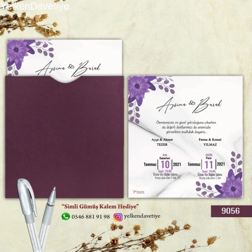 1000 Adet Mor Kare Zarflı Model