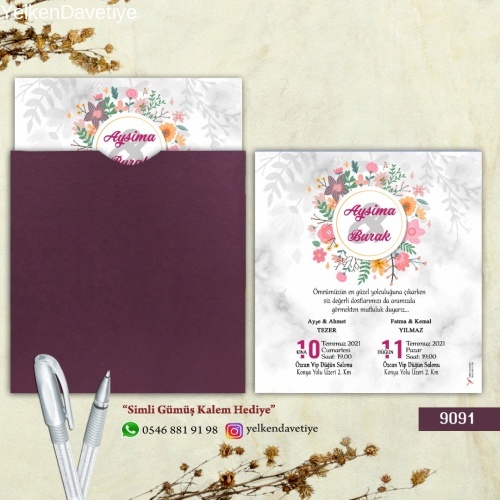 1000 Adet Mor Kare Zarflı Model