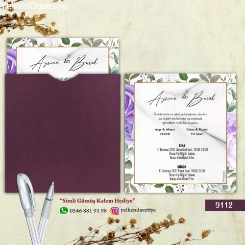 1000 Adet Mor Kare Zarflı Model