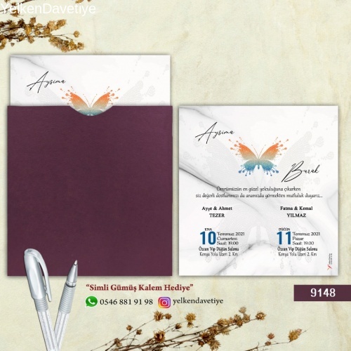 1000 Adet Mor Kare Zarflı Model