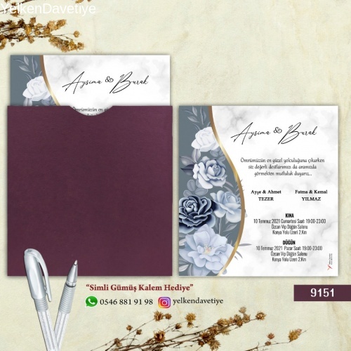 1000 Adet Mor Kare Zarflı Model