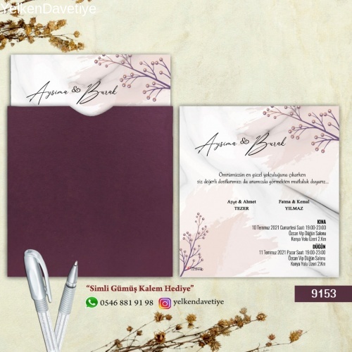 1000 Adet Mor Kare Zarflı Model