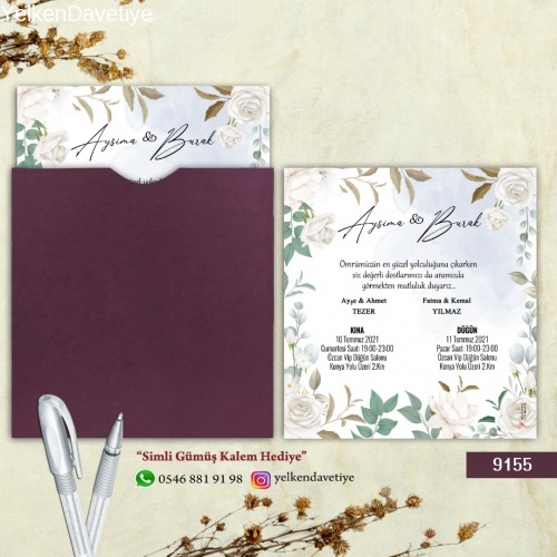 1000 Adet Mor Kare Zarflı Model