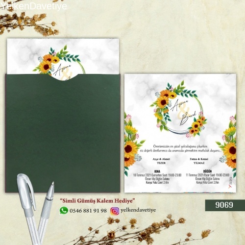 1000 Adet Yeşil Kare Zarflı Model