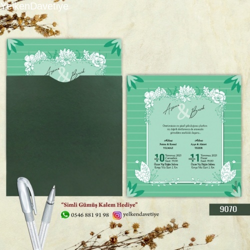 1000 Adet Yeşil Kare Zarflı Model