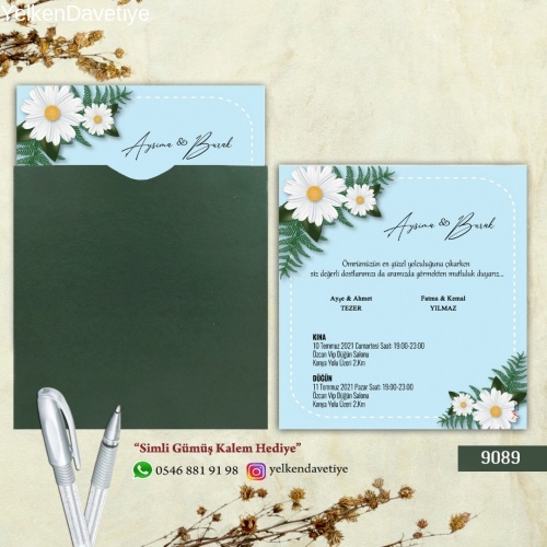 1000 Adet Yeşil Kare Zarflı Model