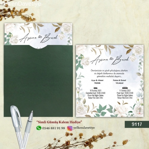 1000 Adet Yeşil Kare Zarflı Model