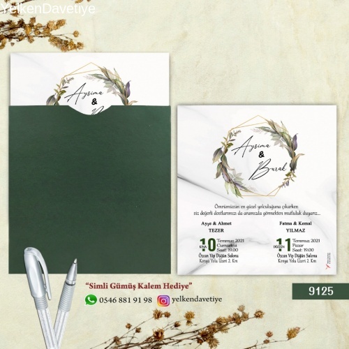 1000 Adet Yeşil Kare Zarflı Model