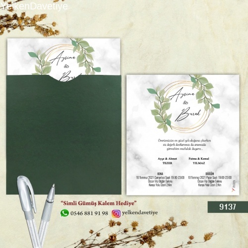 1000 Adet Yeşil Kare Zarflı Model