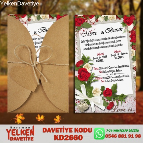 1000 Adet Kraft Zarflı Davetiye Modeli