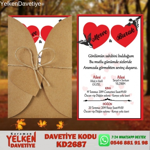 1000 Adet Kraft Zarflı Davetiye Modeli