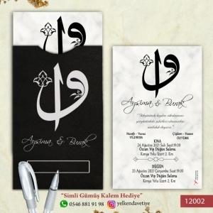 Siyah Gümüş Baskılı Zarf Model