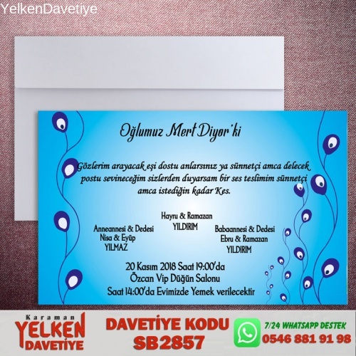 Beyaz Zarflı Sünnet Davetiyesi
