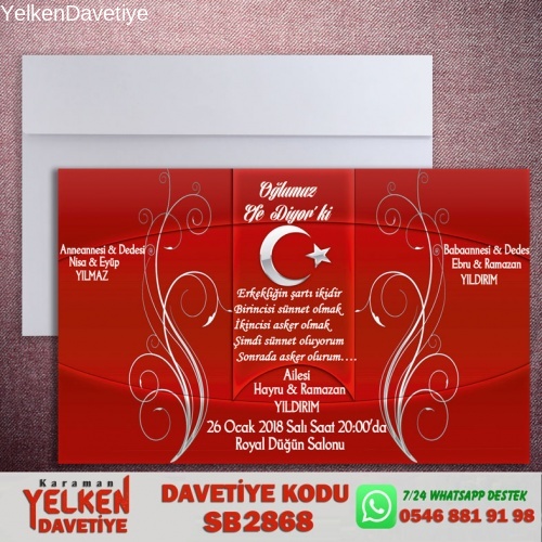 Beyaz Zarflı Sünnet Davetiyesi