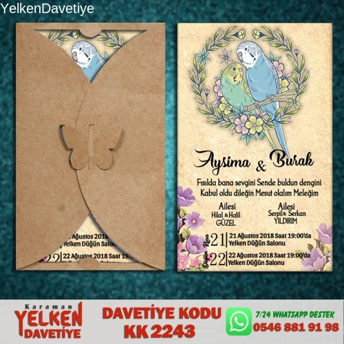 1000 Adet Kelebek Kraft Zarflı Davetiye Modeli
