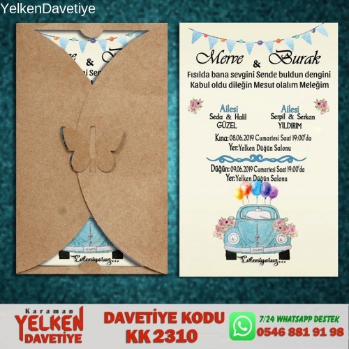 1000 Adet Kelebek Kraft Zarflı Davetiye Modeli