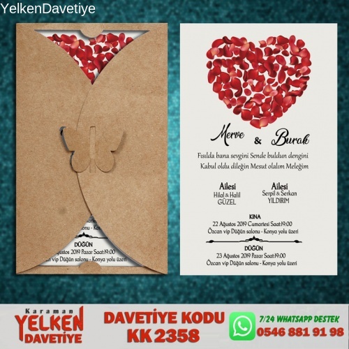 Kelebek Kraft Zarflı Davetiye Modeli