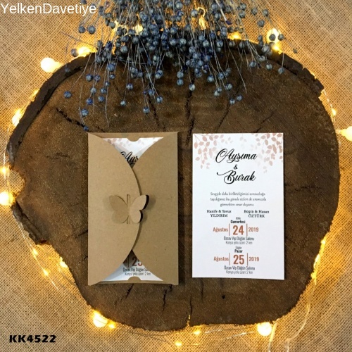 Kelebek Kraft Zarflı Davetiye Modeli