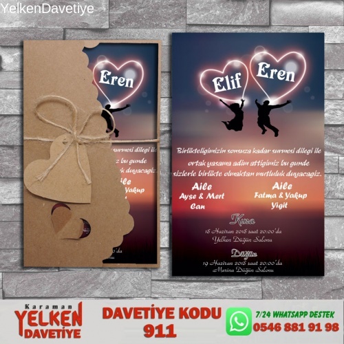 Flower Kraft Zarflı Davetiye Modeli