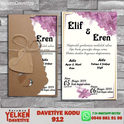 Flower Kraft Zarflı Davetiye Modeli