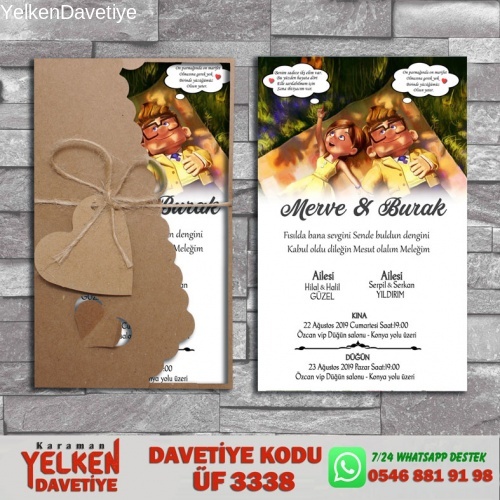 1000 Adet Flower Kraft Zarflı Davetiye Modeli