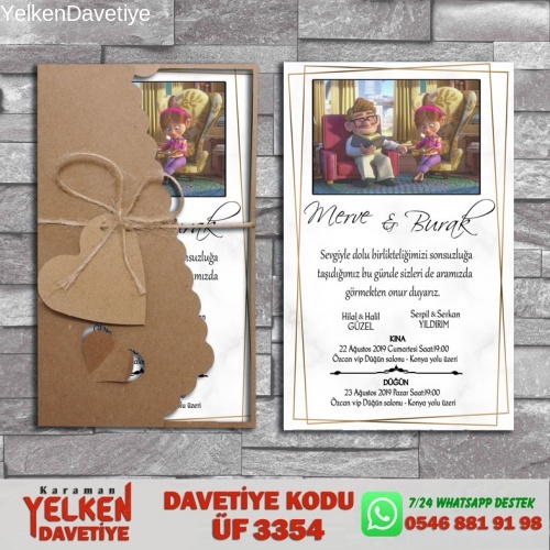 Flower Kraft Zarflı Davetiye