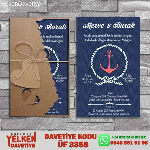Flower Kraft Zarflı Davetiye