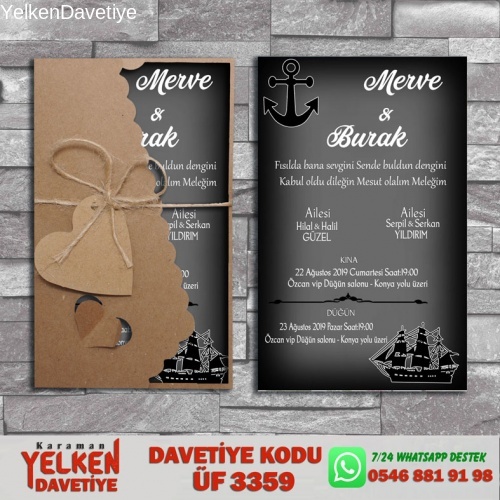 Flower Kraft Zarflı Davetiye