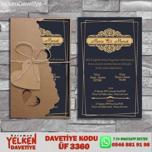 Flower Kraft Zarflı Davetiye