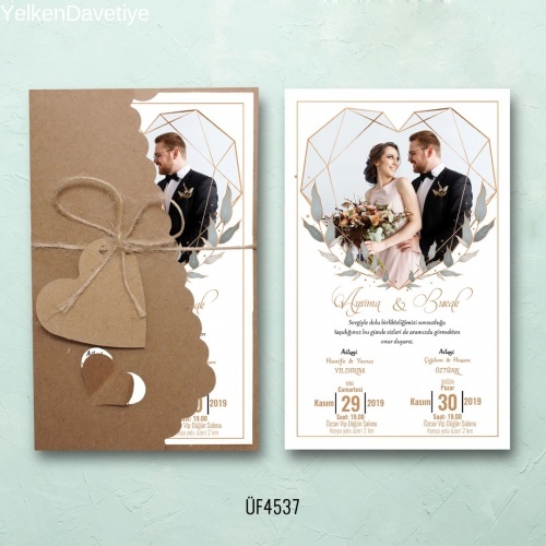 Flower Kraft Zarflı Davetiye