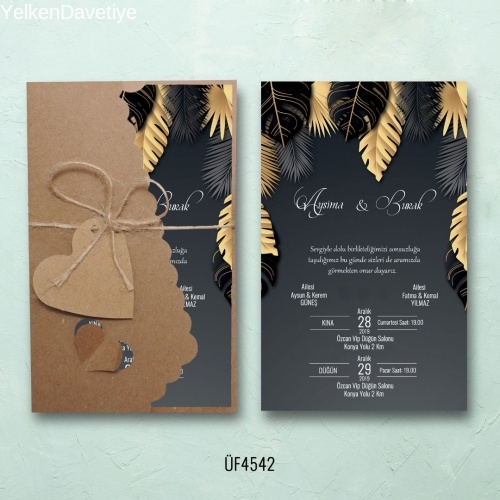 Flower Kraft Zarflı Davetiye