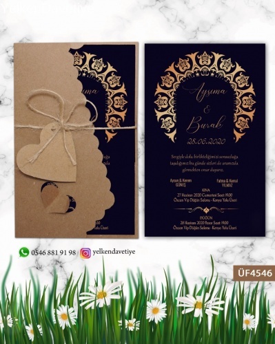 Flower Kraft Zarflı Davetiye