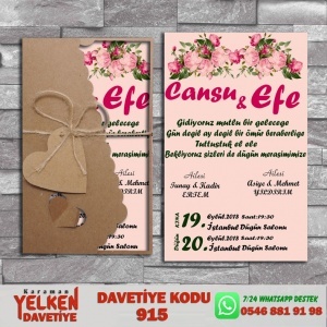 1000 Adet Flower Kraft Zarflı Davetiye Modeli