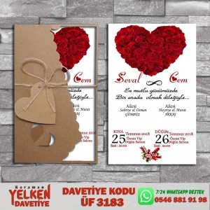 1000 Adet Flower Kraft Zarflı Davetiye Modeli