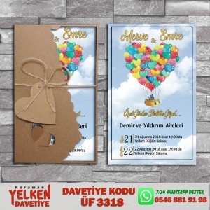 1000 Adet Flower Kraft Zarflı Davetiye Modeli